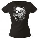 Girly-Shirt mit Print Musiker Skelett Geiger Sombrero Skull - G12998 schwarz Gr. XS