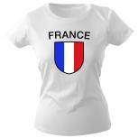 Girly-Shirt mit Print Fahne Flagge Wappen France Frankreich G73351 Gr. weiß / XL