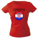 Girly-Shirt mit Print Fahne Flagge Wappen Kroatien Croatia G76387 rot Gr. XS-2XL