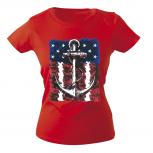 Girly-Shirt mit Print Maritim Anker Anchor G12128 Gr. rot / S