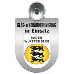 Einsatzschild für Windschutzscheibe incl. Saugnapf - Glas- u. Gebäudereinigung im Einsatz - 309399-1 Region Baden-Württemberg