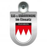 Einsatzschild für Windschutzscheibe incl. Saugnapf - Glas- u. Gebäudereinigung im Einsatz - 309399-18 Region Franken