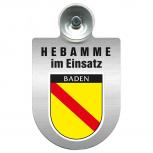 Einsatzschild Windschutzscheibe incl. Saugnapf -Hebamme im Einsatz - 309357-17 - Region Baden
