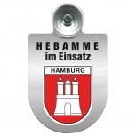 Einsatzschild Windschutzscheibe incl. Saugnapf -Hebamme im Einsatz - 309357-15 - Region Hamburg