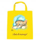 Baumwolltasche mit Print Katze Cat i don´t do mornings - KA057/3 gelb