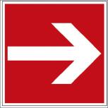 Hinweis- Schild - Brandschutzkennzeichen - Richtungsvorgabe - BGV A8, DIN 4844 und Arbeitsstättenverordnung 200 x 200 mm - K139/92