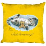 Kissen Dekokissen mit Print Katze Cat i don´t do mornings - KA070 gelb