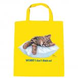Baumwolltasche mit Print Katze Cat ruhend auf Kissen - KA072/3 gelb