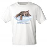 Kinder T-Shirt mit Print Cat Katze ruhend auf Kissen KA072/1 Gr. weiß / 152/164