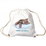 Sporttasche Turnbeutel Trend-Bag Print Cat Katze ruhend auf Kissen - KA072/2 weiß