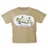 Kinder T-Shirt mit Print Cat Katzen Snow Angel Schnee-Engel KA058/1 Gr. beige / 122/128