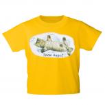 Kinder T-Shirt mit Print Cat Katzen Snow Angel Schnee-Engel KA058/1 Gr. gelb / 134/146