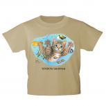 Kinder T-Shirt mit Print Cat Katze Taucher Fische KA065/1 Gr. beige / 122/128