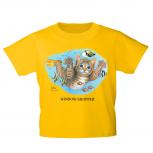 Kinder T-Shirt mit Print Cat Katze Taucher Fische KA065/1 Gr. gelb / 152/164