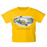 Kinder T-Shirt mit Print Cat Katze i don´t do mornings KA070/1 Gr. gelb / 152/164