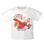 Kinder T-Shirt mit Print Cat Katzeim Feuerwehrhelm KA081/1 Gr. weiß / 122/128