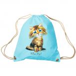 Trendbag Sporttasche Turnbeutel Print Katze Cat Who me? - 65141 versch. Farben hellblau