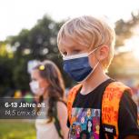 6x Kinder OP-Maske Typ IIR in Dunkelblau, hergestellt in Deutschland