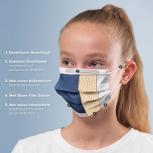 6x Kinder OP-Maske Typ IIR in Dunkelblau, hergestellt in Deutschland