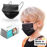 6x Kinder OP-Maske Typ I in SCHWARZ, hergestellt in Deutschland
