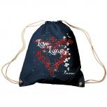 Trend-Bag Turnbeutel Sporttasche Rucksack mit Print - Love Luxury - TB10835 Navy