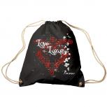 Trend-Bag Turnbeutel Sporttasche Rucksack mit Print - Love Luxury - TB10835 schwarz