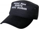 Baseball Military Cap mit Stick - Music Man wants Music Woman - 60508 schwarz - Military Cap Kappe Baumwollcap