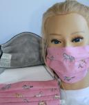 Textil Design Maske aus Baumwolle mit zertifiziertem Innenvlies - Pferde Rosa + Gratiszugabe