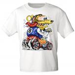T-Shirt mit Print Ratte Motorradfahrer Racing 15702 Gr. weiß / S
