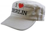 MilitaryCap mit Berlin - Stick - I love Berlin Herz - 60516-1 weiß - Baumwollcap Baseballcap Hut Cappy Schirmmütze