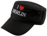 MilitaryCap mit Berlin - Stick - I love Berlin Herz - 60516-2 schwarz - Baumwollcap Baseballcap Hut Cappy Schirmmütze