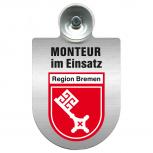 Einsatzschild Windschutzscheibe incl. Saugnapf - Monteur im Einsatz - 309741 Region Bremen