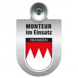 Einsatzschild Windschutzscheibe incl. Saugnapf - Monteur im Einsatz - 309741 Region Franken