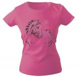 Girly-Shirt mit Strasssteinen Glitzer Pferd Horse Stute G88332 Gr. rosa / L