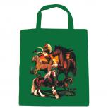 Baumwolltasche mit Print - Pferde Horses - B12668 grün