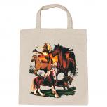 Baumwolltasche mit Print - Pferde Horses - B12668 natur