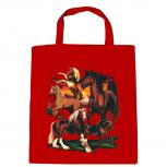 Baumwolltasche mit Print - Pferde Horses - B12668 rot