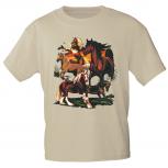 T-Shirt mit Print - Pferde Herde Horses Kaltblut Hengst - 12668 Gr. natur / XL