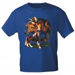 T-Shirt mit Print - Pferde Herde Horses Kaltblut Hengst - 12668 Gr. Royal / XL