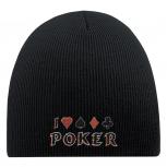 Beanie Mütze I Love Poker 54864 Schwarz