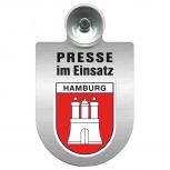 Einsatzschild Windschutzscheibe incl. Saugnapf - Presse im Einsatz - 309456-15 Region Hamburg