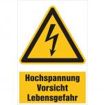 Warnschild - HOCHSPANNUNG - Vorsicht Lebensgefahr - Gr. ca. 20 x 30 cm - 320292/1