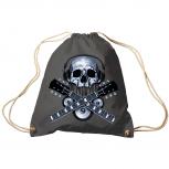 Trend-Bag Turnbeutel Sporttasche Rucksack mit Print - Skull Guitar - TB65308 dunkelgrün