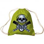 Trend-Bag Turnbeutel Sporttasche Rucksack mit Print - Skull Guitar - TB65308 limegrün