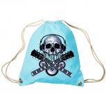 Trend-Bag Turnbeutel Sporttasche Rucksack mit Print - Skull Guitar - TB65308 hellblau