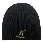Beanie Mütze Snowborder grünes Board 54878 schwarz