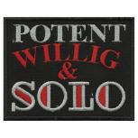 Aufnäher - Potent, Willig und Solo - 04429 - Gr. ca. 9,5 x 7,5 cm - Patches Stick Applikation