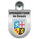 Einsatzschild mit Saugnapf - Springreiterin im Einsatz - 393836 incl. Regionenwappen nach Wahl