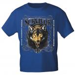 T-Shirt mit Print Wolfskopf Survivor - 10985 Gr. Royal / XL