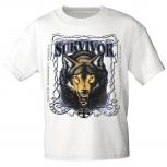 T-Shirt mit Print Wolfskopf Survivor - 10985 Gr. weiß / XXL